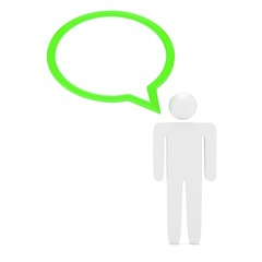 3d man with talk bubbles isolated over a white background. 3d rendering.