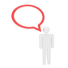 3d man with talk bubbles isolated over a white background. 3d rendering.