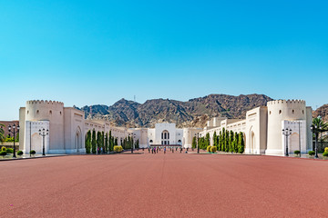 Al Alam Palace in Muscat, Oman. It was built in 1972. Al Alam means The Flag in Arabic. 
