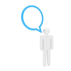 3d man with talk bubbles isolated over a white background. 3d rendering.