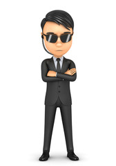 3d man guard on a white background