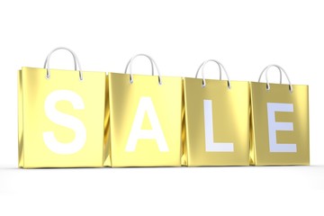 sale written on shopping bag. 3d rendering.