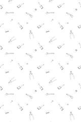 Doodle style tools background - seamless vector pattern.