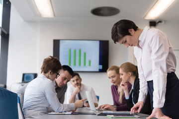 Fototapeta premium young woman using tablet on business meeting