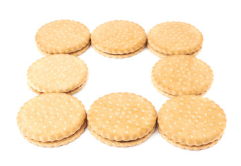 Pile of cookies isolated over the white background