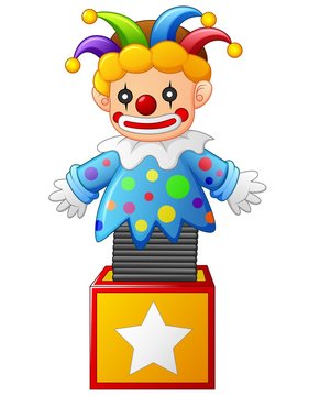 clown jumping out from a box