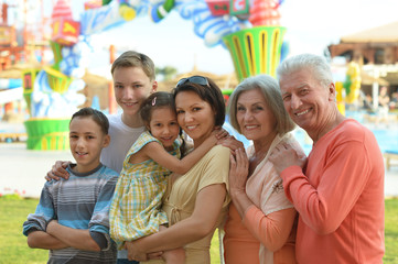 Family relaxing at resort