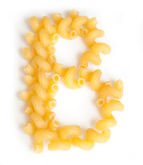 Letter B made from macaroni under a daylight isolated on white background - 110830013