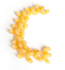 Letter C made from macaroni under a daylight isolated on white background - 110830023