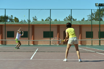 Obraz premium Tennis players court