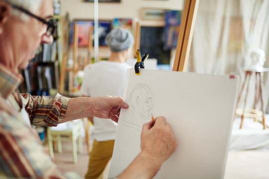 Senior artist in studio
