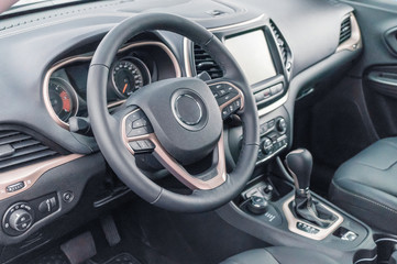 Fototapeta premium Black luxury and modern car interior.
