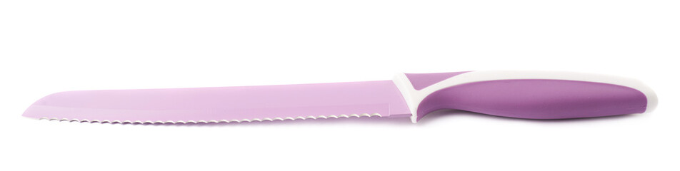 Steel violet knife isolated over the white background