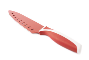 Steel red knife isolated over the white background
