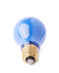 Single electric bulb lying on its side, isolated over the white background