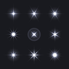 Light Glow Flare Stars Effect Set.