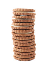 Stack of cookies isolated over the white background