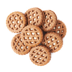 Pile of cookies isolated over the white background