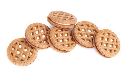 Pile of cookies isolated over the white background