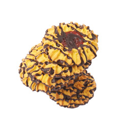 Twisted stack of cookies isolated over the white background