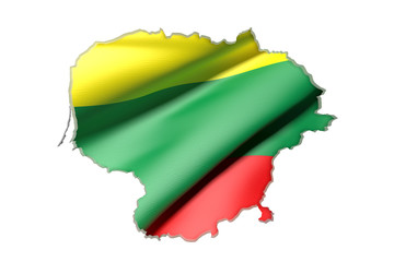 Silhouette of Lithuania map with flag