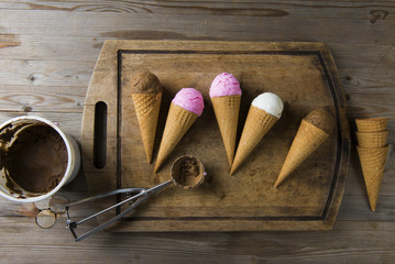 various ice cream with preparation