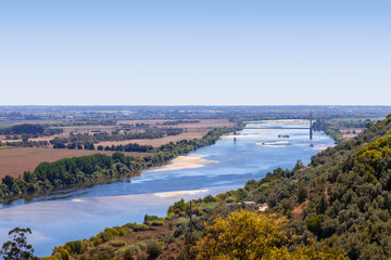 The Tagus River (Rio Tejo), the largest of the Iberian Peninsula, and the Leziria landscape seen...