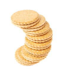 Twisted stack of cookies isolated over the white background