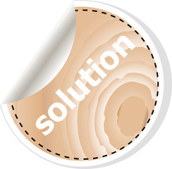 solution word on vector business wooden app icon isolated on white background.