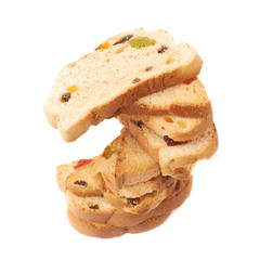 Twisted stack of rusks isolated over the white background