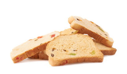 Pile of rusks isolated over the white background