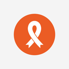 Ribbon sign icon. Breast cancer awareness symbol