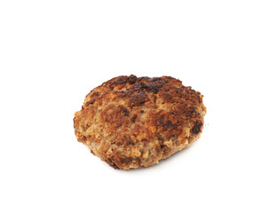 Single hand made cutlet isolated over white background