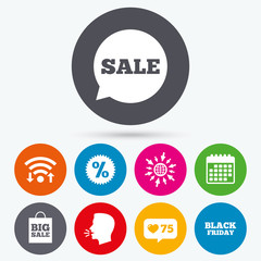 Sale speech bubble icon. Discount star symbol