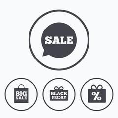Sale speech bubble icon. Black friday symbol