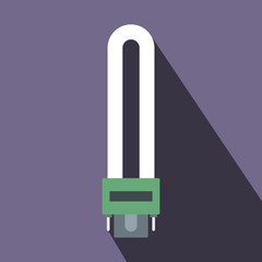 Fluorescence lamp icon in flat style 