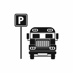 Fototapeta premium Parking sign and bus icon, simple style 