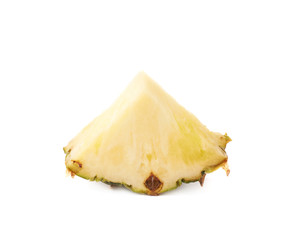 Slice of pineapple isolated over white background