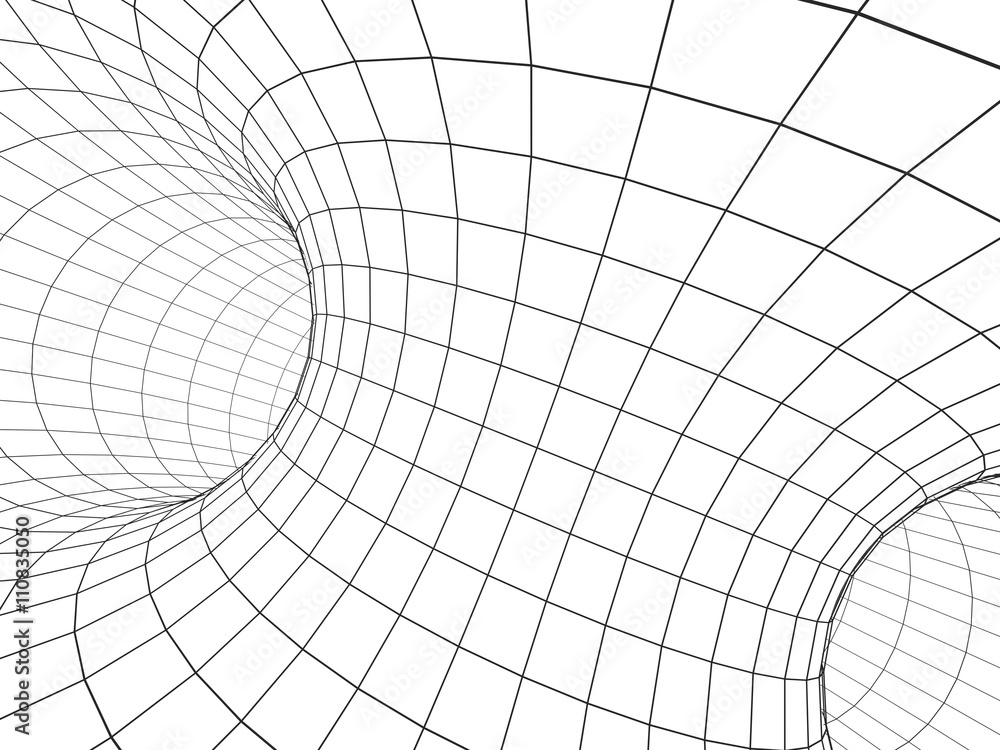 Wall mural abstract 3d tunnel from a grid