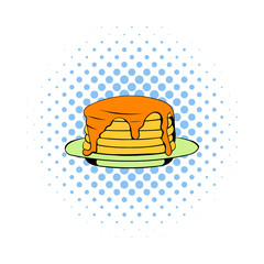 Stack of pancakes icon, comics style