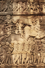 Wall carving of Prasat Bayon Temple, Angkor Wat complex, Siem Re