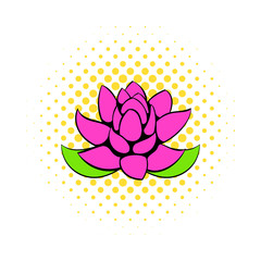 Lotus flower icon, comics style