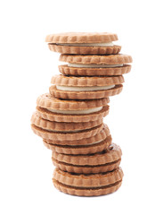 Twisted stack of cookies isolated over the white background