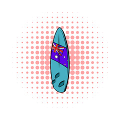 Surfboard icon in comics style