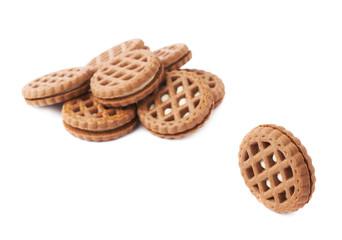 Pile of cookies isolated over the white background