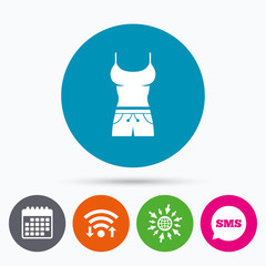 Women T-shirt sign icon. Intimates and sleeps.