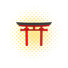 Japan gate icon in comics style 