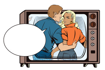 People in retro style. People at the party.