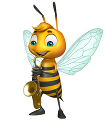 cute Bee cartoon character with saxophone