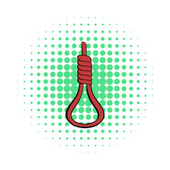 Hangman noose tied from rope icon, comics style